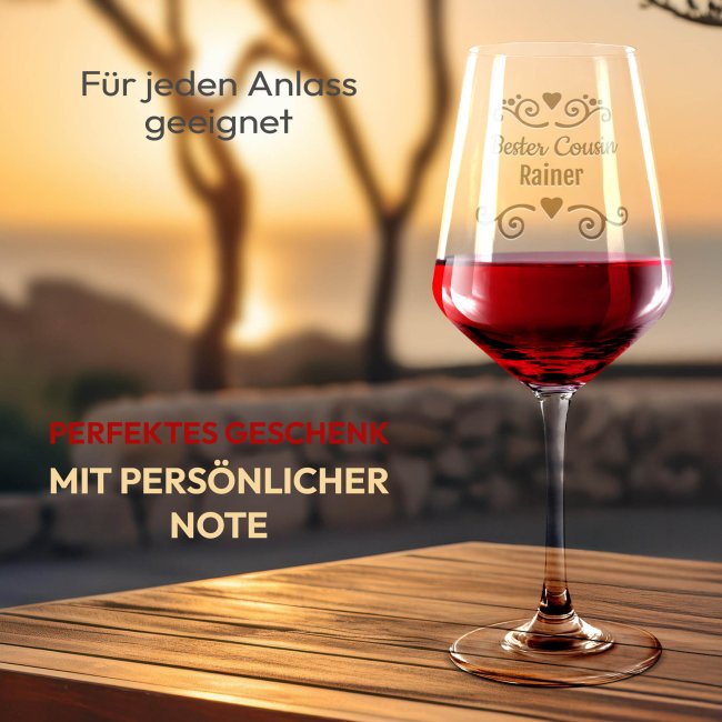 Rotweinglas mit Gravur - Bester Cousin
