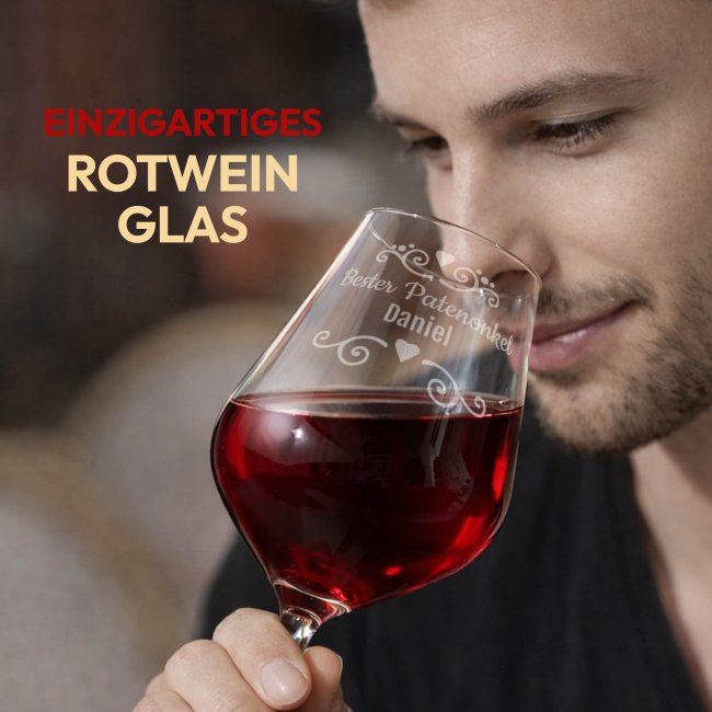 Rotweinglas mit Gravur - Bester Patenonkel