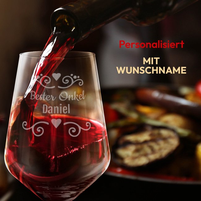 Rotweinglas mit Gravur - Bester Onkel