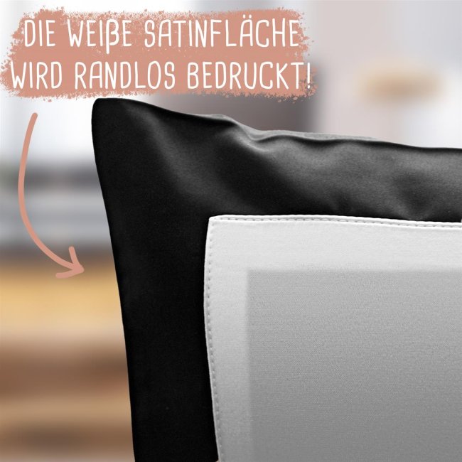 Satin-Kissen selbst gestalten - Rand Schwarz - mit F&uuml;llung