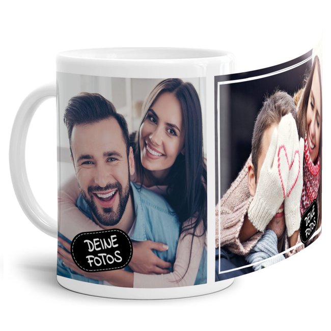 Tasse mit Fotocollage f&uuml;r 2 Fotos - Wei&szlig;