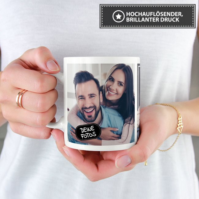 Tasse mit Fotocollage f&uuml;r 2 Fotos - Wei&szlig;