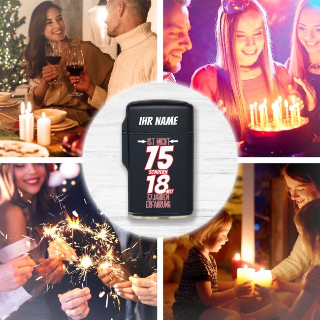 Feuerzeug mit Name zum 75. Geburtstag