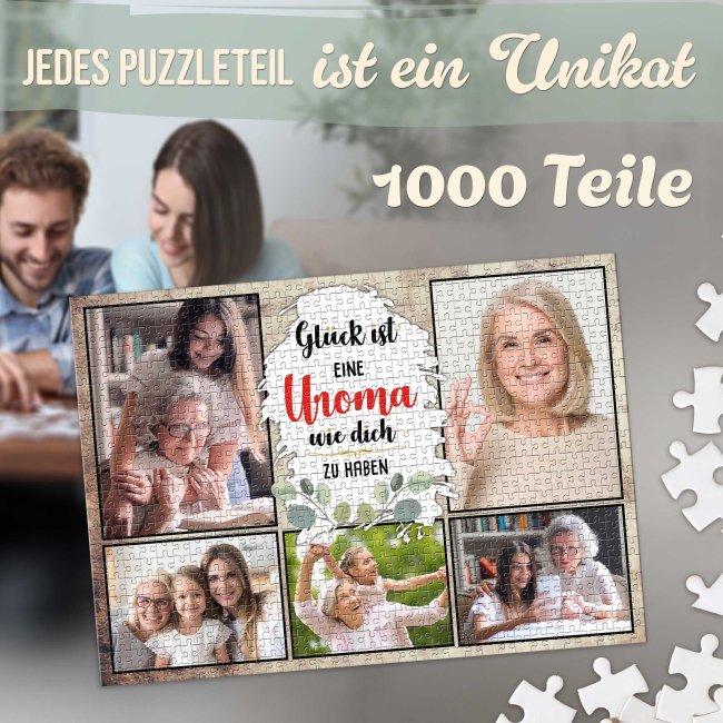 Foto-Puzzle f&uuml;r die Uroma  - Gl&uuml;ck ist - 500, 1000 oder 2000 Teile