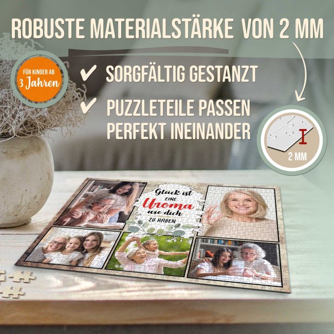 Foto-Puzzle f&uuml;r die Uroma  - Gl&uuml;ck ist - 1000 Teile in Metalldose