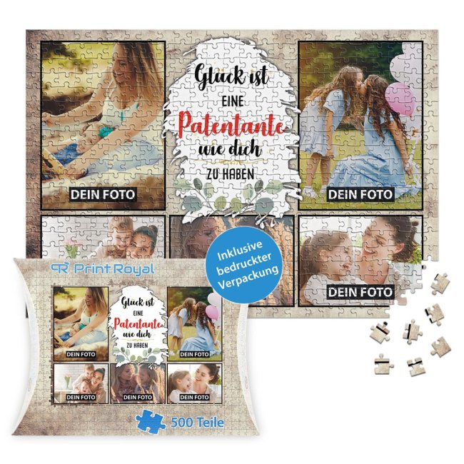 Foto-Puzzle f&uuml;r die Patentante  - Gl&uuml;ck ist - 500 Teile in Karton