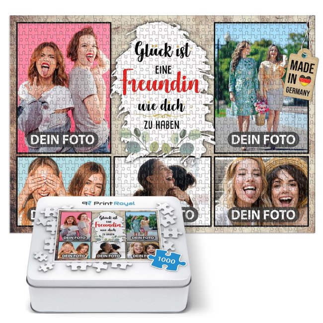 Foto-Puzzle f&uuml;r die Freundin  - Gl&uuml;ck ist - 1000 Teile in Metalldose