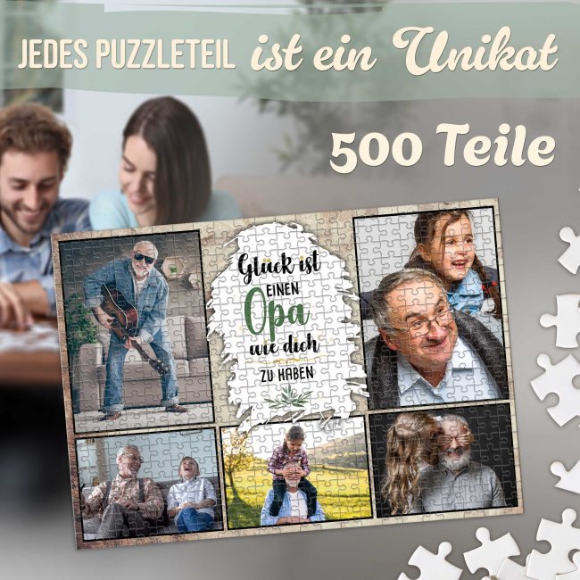 Foto-Puzzle f&uuml;r den Opa  - Gl&uuml;ck ist - 500, 1000 oder 2000 Teile in