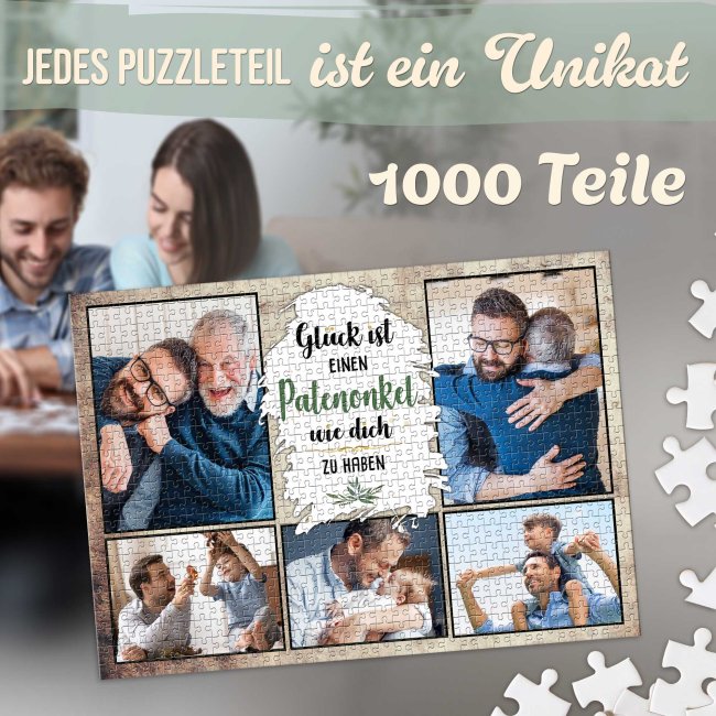 Foto-Puzzle f&uuml;r den Patenonkel  - Gl&uuml;ck ist - 1000 Teile in Metalldose