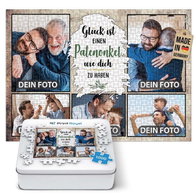 Foto-Puzzle f&uuml;r den Patenonkel  - Gl&uuml;ck ist - 1000 Teile in Metalldose