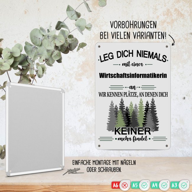 Blechschild - Leg dich niemals - Wirtschaftsinformatikerin - A4