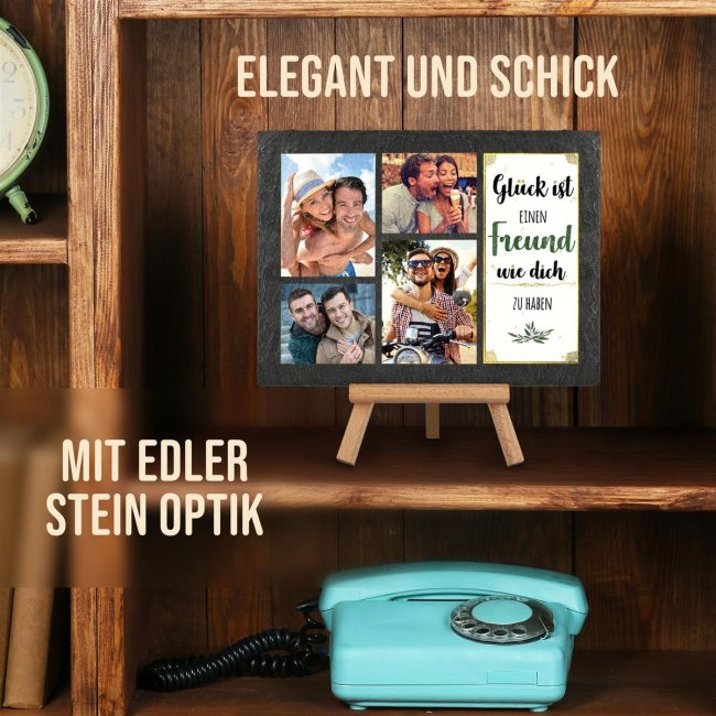 Bedruckte Schieferplatte mit Foto auf Staffelei f&uuml;r den Freund