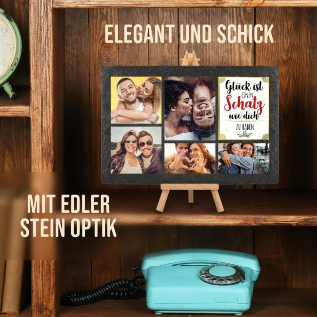 Bedruckte Schieferplatte mit Foto auf Staffelei f&uuml;r den Schatz - 20 x 30 cm - 5 Bilder