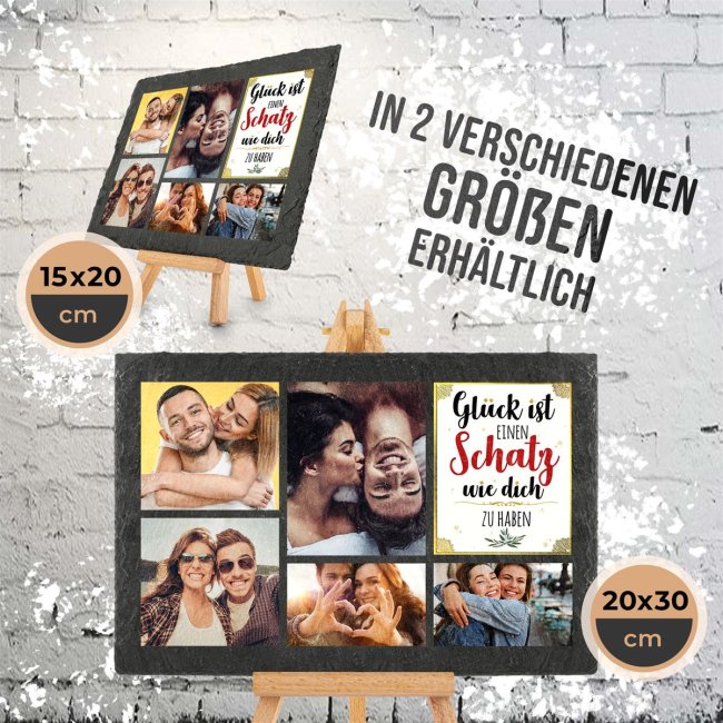 Bedruckte Schieferplatte mit Foto auf Staffelei f&uuml;r den Schatz - 20 x 30 cm - 5 Bilder