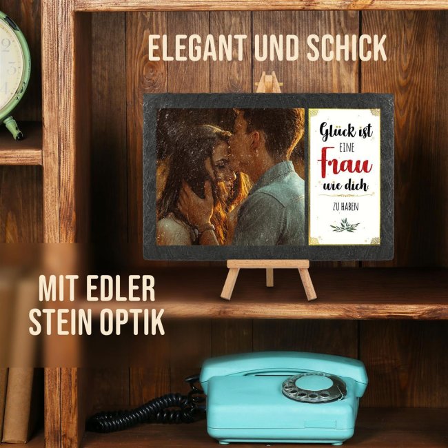 Schieferplatte mit Foto auf Staffelei f&uuml;r die Frau - 20 x 30 cm - 1 Bild