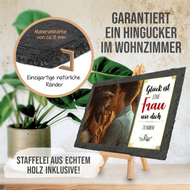 Schieferplatte mit Foto auf Staffelei f&uuml;r die Frau - 20 x 30 cm - 1 Bild