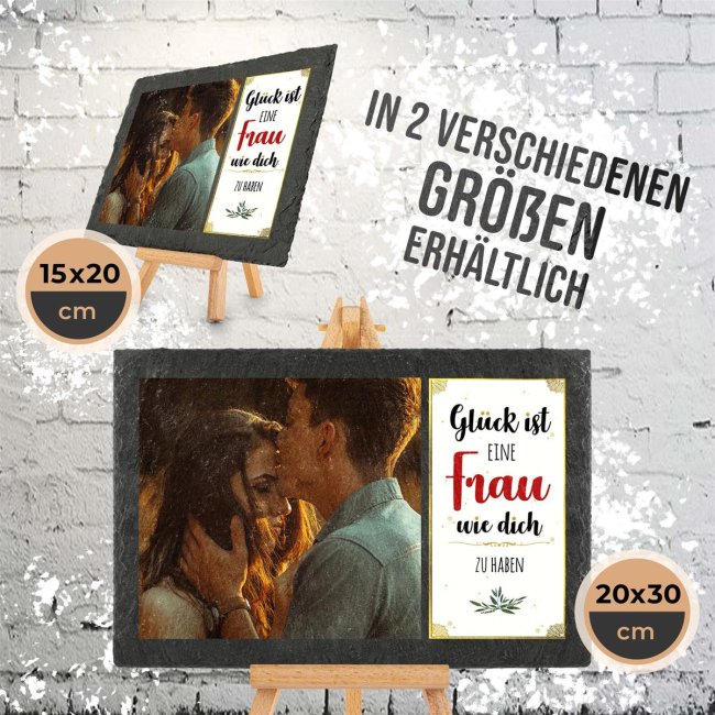 Schieferplatte mit Foto auf Staffelei f&uuml;r die Frau - 20 x 30 cm - 1 Bild