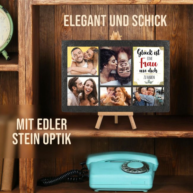 Schieferplatte mit Foto auf Staffelei f&uuml;r die Frau - 20 x 30 cm - 5 Bilder
