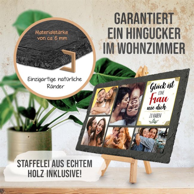 Schieferplatte mit Foto auf Staffelei f&uuml;r die Frau - 20 x 30 cm - 5 Bilder