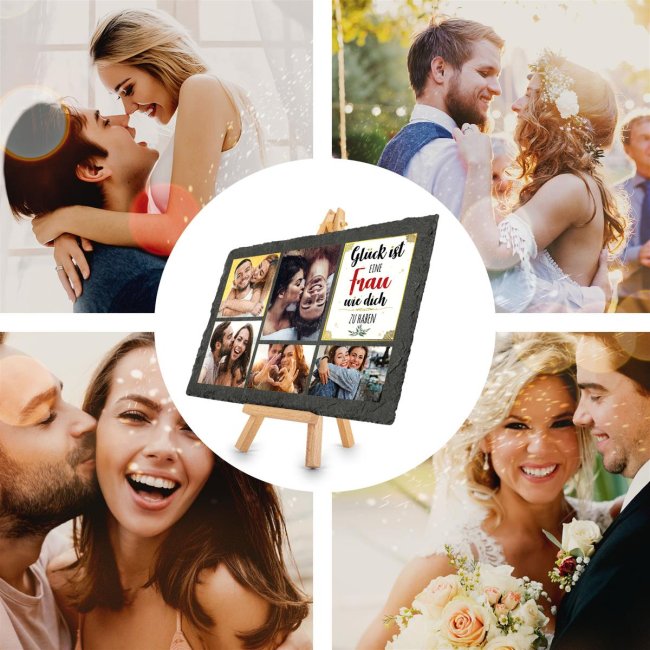 Schieferplatte mit Foto auf Staffelei f&uuml;r die Frau - 20 x 30 cm - 5 Bilder