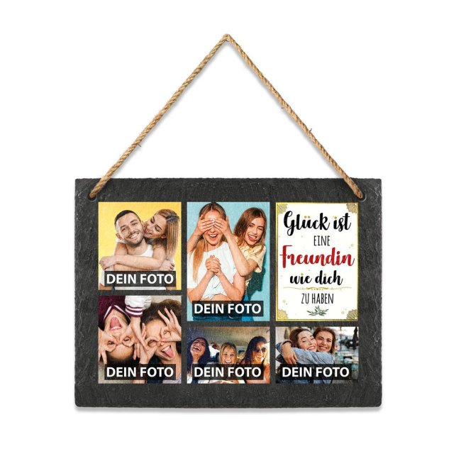 Bedruckte Schieferplatte mit Foto f&uuml;r die Freundin gestalten - zum Aufh&auml;ngen