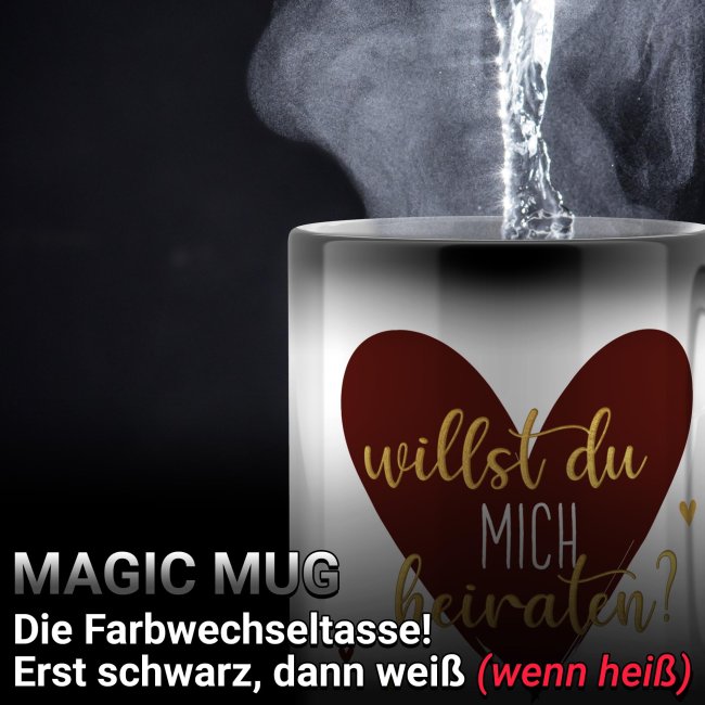Zaubertasse - Willst du mich heiraten? Herz - Magic Mug