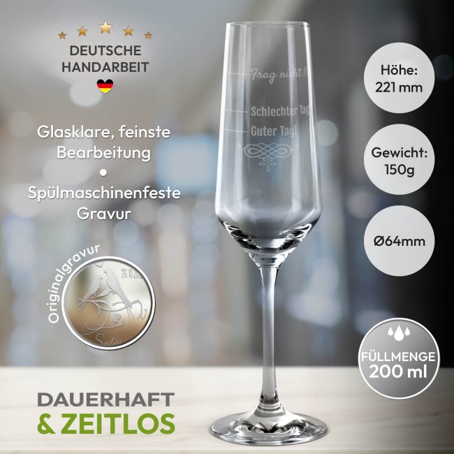 Sektglas mit Gravur - Schlechter Tag, guter Tag