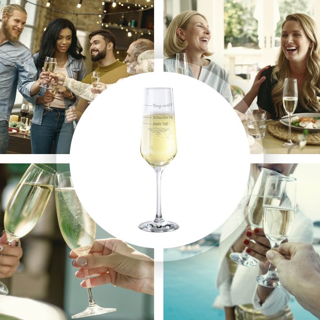 Sektglas mit Gravur - Schlechter Tag, guter Tag