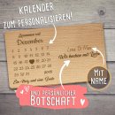 Graviertes Holzbrett - Kalender - mit Namen personalisierbar
