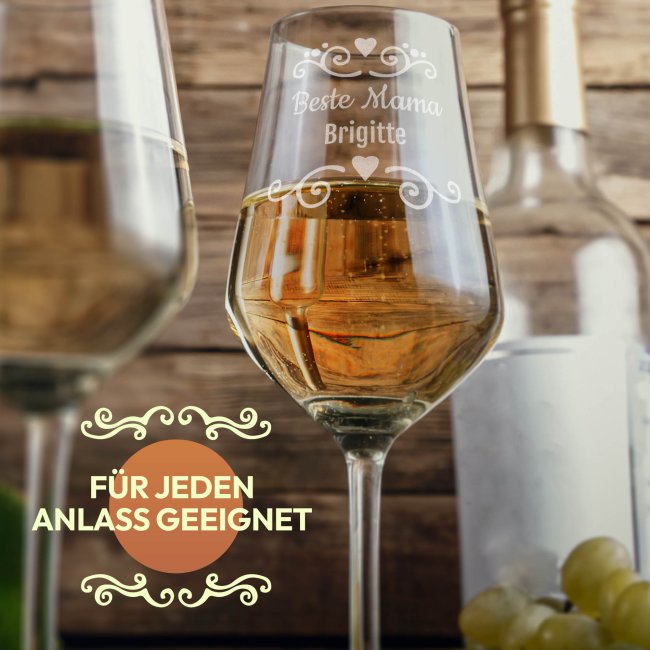 Wei&szlig;weinglas mit Gravur - Beste Mama