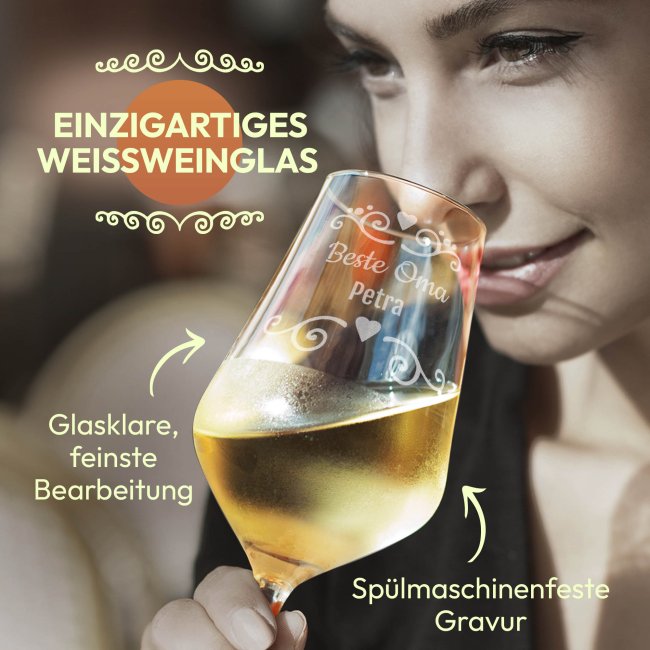 Wei&szlig;weinglas mit Gravur - Beste Oma