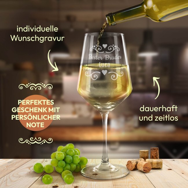Wei&szlig;weinglas mit Gravur - Bester Bruder