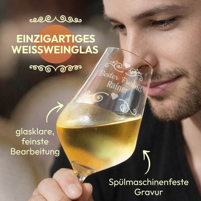 Wei&szlig;weinglas mit Gravur - Bester Freund