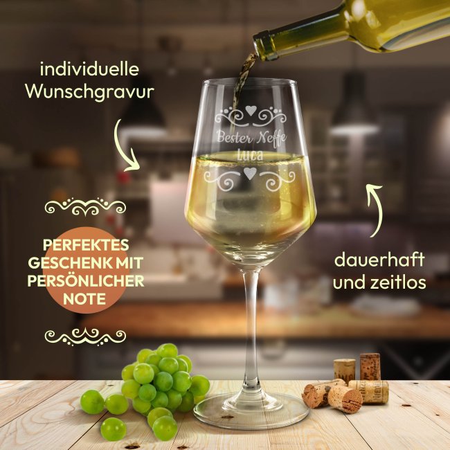 Wei&szlig;weinglas mit Gravur - Bester Neffe