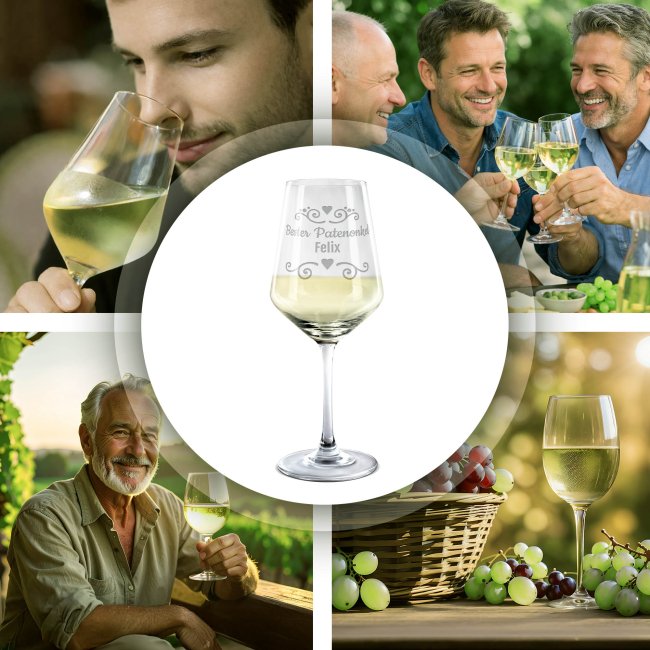 Wei&szlig;weinglas mit Gravur - Bester Patenonkel