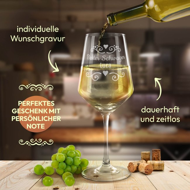 Wei&szlig;weinglas mit Gravur - Bester Schwager