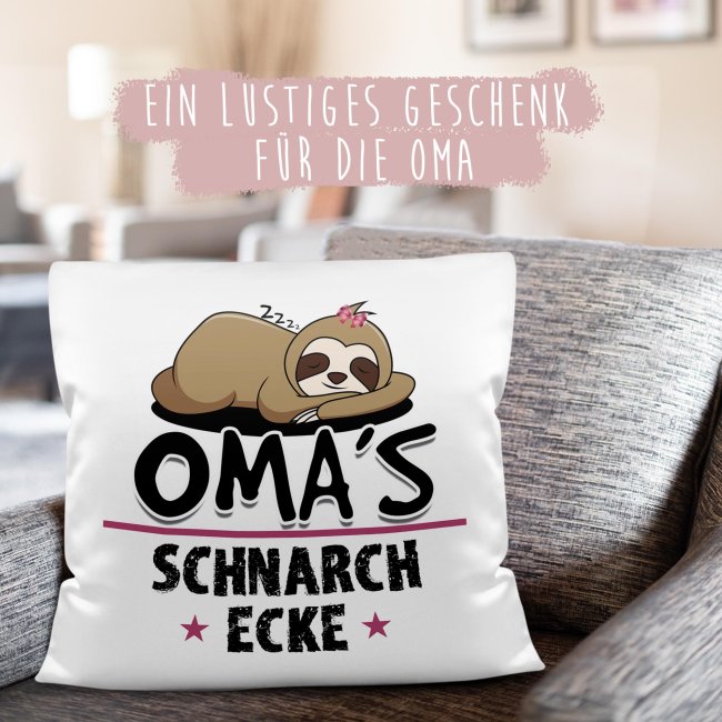 Kissen mit Spruch für Oma - Omas Schnarch-Ecke