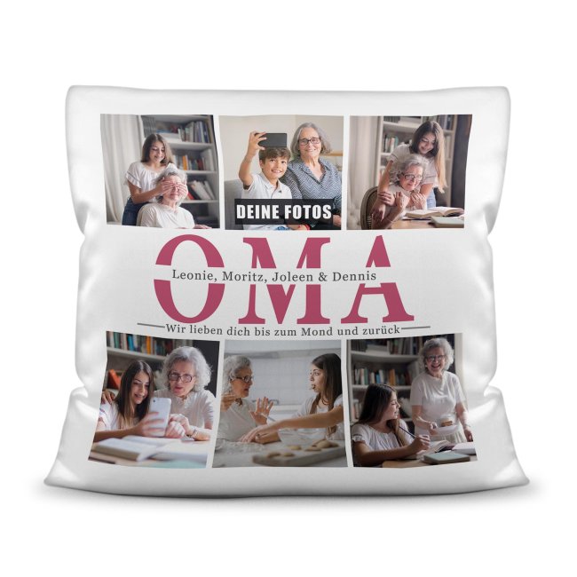 Kissen mit Fotocollage f&uuml;r Oma - Wei&szlig;