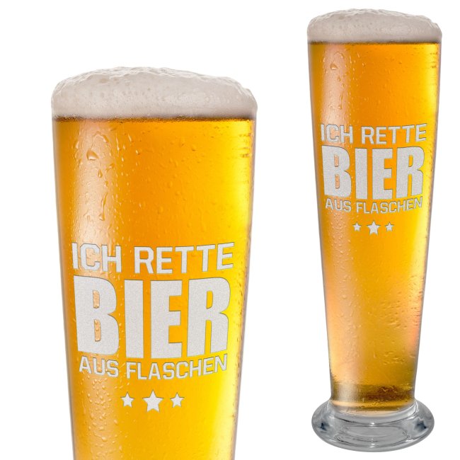Graviertes Bierglas - Ich rette Bier