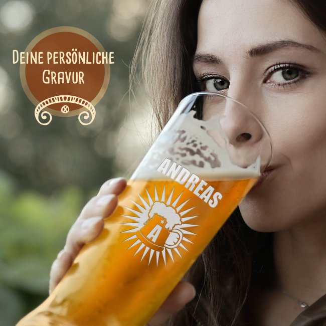 Graviertes Bierglas mit Name &amp; Buchstabe