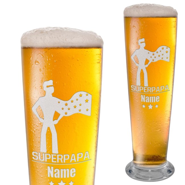 Graviertes Bierglas mit Name - Super Papa
