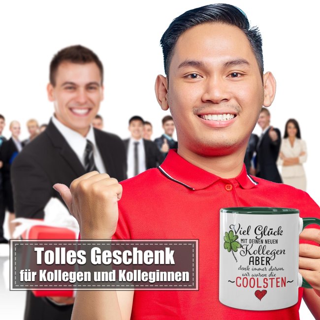 Tasse - Kollegen, wir waren die Coolsten - Innen &amp; Henkel Dunkelgr&uuml;n