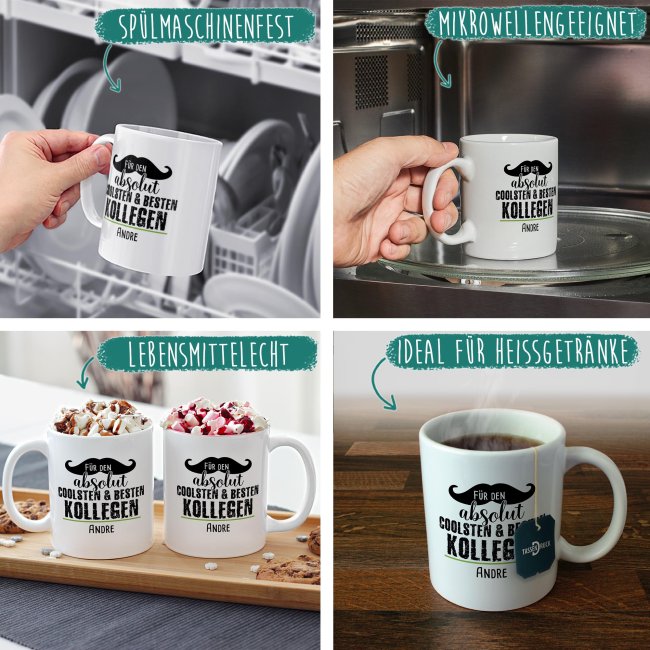 Tasse mit Name f&uuml;r den besten Kollegen - Innen &amp; Henkel Schwarz