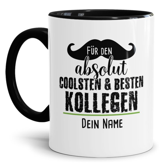 Tasse mit Name f&uuml;r den besten Kollegen - Innen &amp; Henkel Schwarz