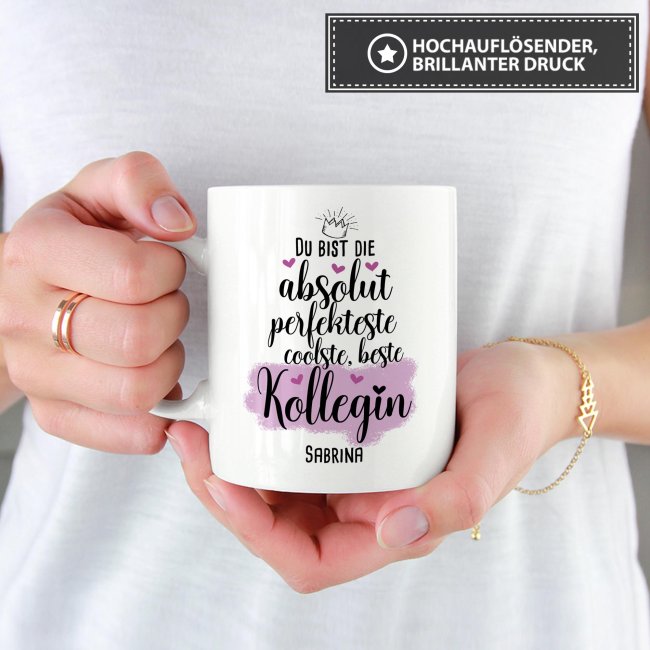Tasse mit Name f&uuml;r die beste Kollegin - Wei&szlig;