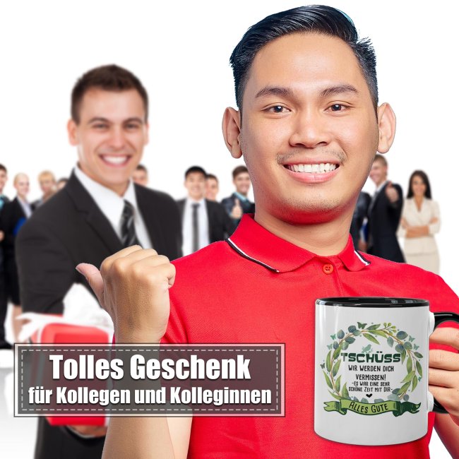 Tasse - Wir werden dich vermissen - Innen &amp; Henkel Schwarz