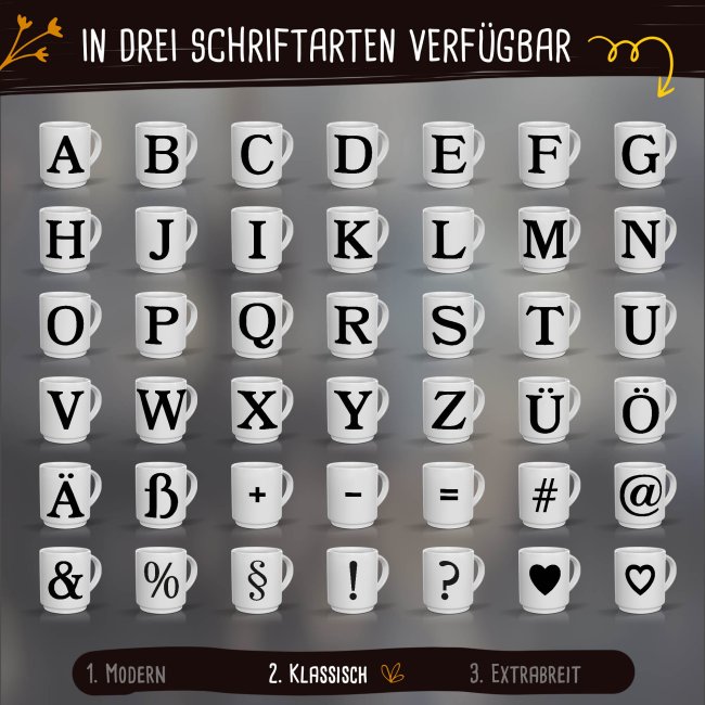 Stapel-Tasse - Buchstaben &amp; Zeichen - Buchstabe A Klassisch