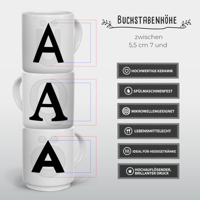 Stapel-Tasse - Buchstaben &amp; Zeichen - Buchstabe A Klassisch