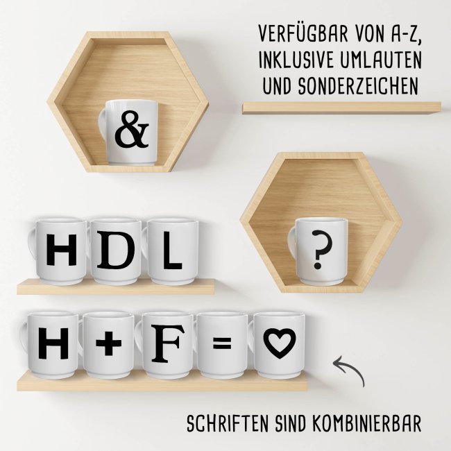 Stapel-Tasse - Buchstaben &amp; Zeichen - Buchstabe A Klassisch