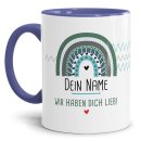 Namenstasse - Regenbogen blau/gr&uuml;n - Wir haben dich...